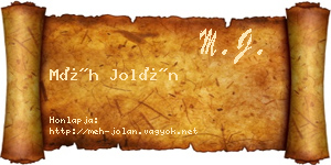 Méh Jolán névjegykártya